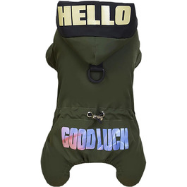 Зелений теплий зимовий водонепроникний одяг для собак: теплий халат для маленьких собак та середніх котів, XL (довжина спини 32 см)