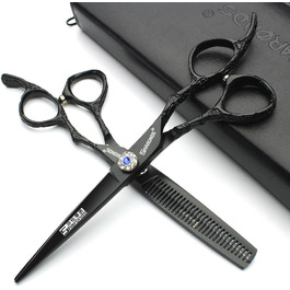 Професійні ножиці для перукарів 6/7 дюймів з візерунком троянд, комплект 2 шт., японська сталь