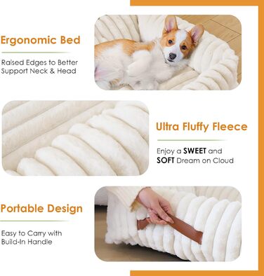 Килимок для котів XIAPIA з м'якою тканиною, 50x48x15 см. Ортопедичний лежак для котів та маленьких собак, білий.