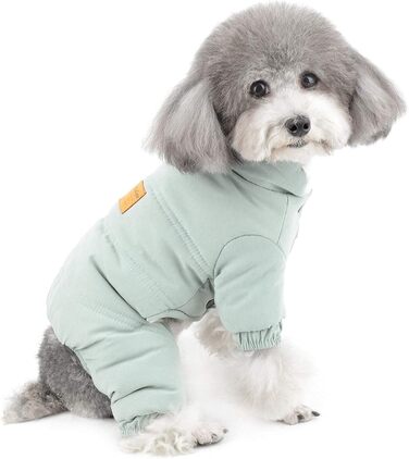 Зунеа Теплий зимовий костюм для собак - теплий пуховик з флісу для маленьких собак, цуценят, дівчаток та хлопчиків (L, зелений)