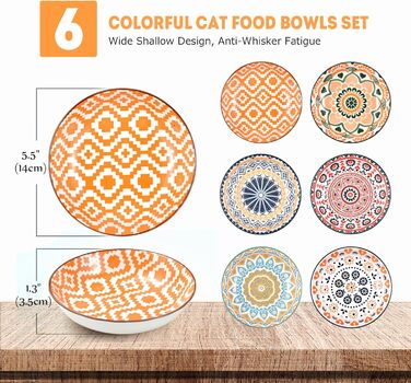 Набір мисок для котів (6 шт.) з кераміки: миски для корму, годівниці, мисочки для води