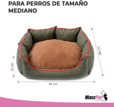 Лежак для собак MaxxPet, м'який, зелений, 76x58x15 см, для великих, середніх і малих порід, праний, ліжко-корзина для домашніх тварин