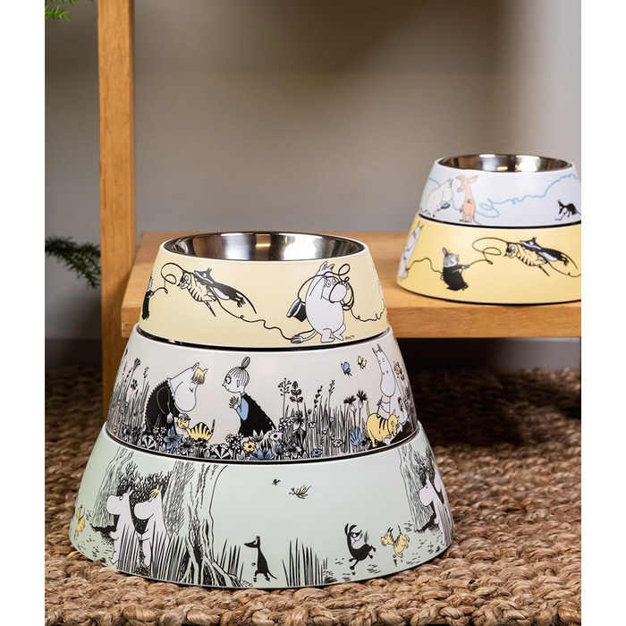 Миска для корму Muurla Moomin з меламіну та нержавіючої сталі, сіра (ØxH) 22 x 6,8 см