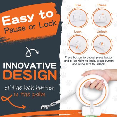 Рулетка для собак Moestar 3м, чорний/зелений, для малих та середніх порід, з відсіком для відходів