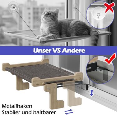 Крісло-гамак для кота Eukue на вікно з міцного дерева та металу (до 30 кг)