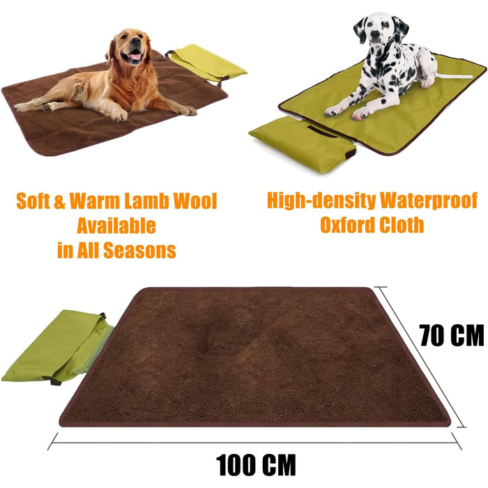 Водонепроникний килимок для тварин Bangminda 100x70 см з сумкою - ідеально для подорожей та кемпінгу (для собак, котів)