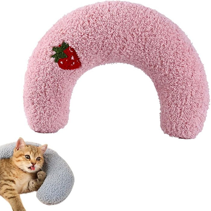 Подушка для відпочинку тварин Sakema, U-подібна, для котів та собак, рожева, машинне прання