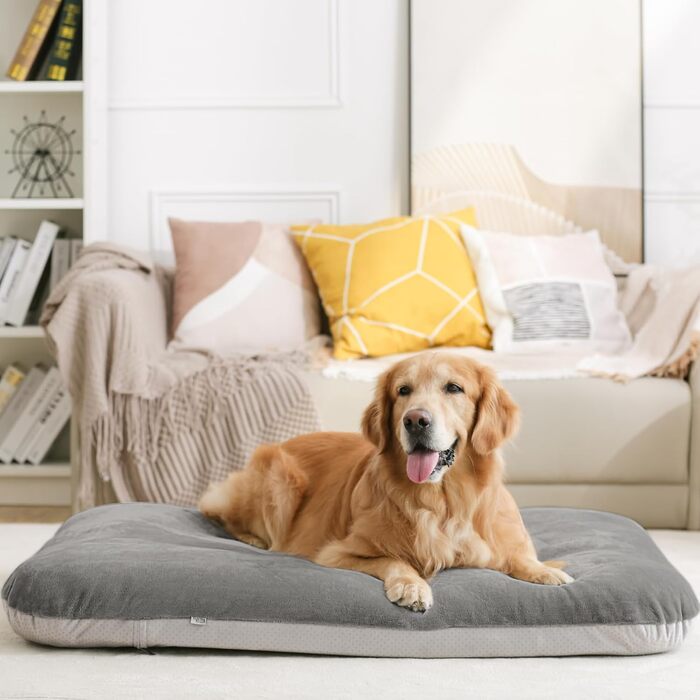 Ортопедичне ліжко для собак Magic Dog Jumbo XL, 119x79 см, сірий колір, знімний та миючий чохол