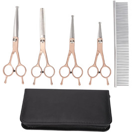 Набір професійних собачих ножиць для грумінгу (5 шт.) з нержавіючої сталі, золотий колір, для собак та котів