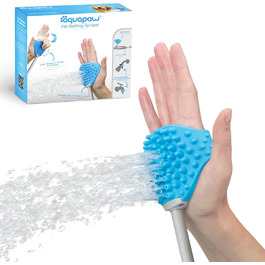 Насадка для миття та душу для собак Aquapaw | Швидке та легке миття, масаж та догляд за тваринами в приміщенні та на вулиці | Включає шланг та скребок для собак - блакитний