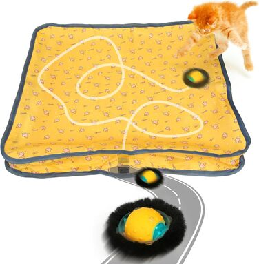 Інтерактивна іграшка для котів: тиха електрична іграшка для дорослих котів, активується рухом, з цвіріканням, ідеально на подарунок (жовта)