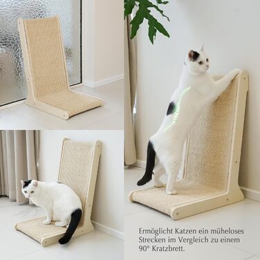 Кігтеточка Petkaray 105° з сизалю для котів, L-подібна, стабільна з котом'ятою