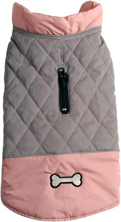 Водонепроникний двосторонній теплий зимовий одяг для собак, рожевий та сірий, розмір S (1 шт.)