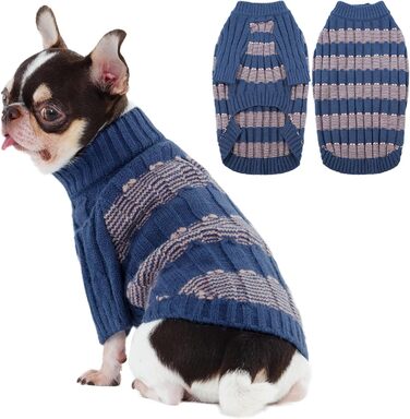 Теплий зимовий пуловер для собак маленьких порід з отвором для повіки, з лапками, блакитний (XS)