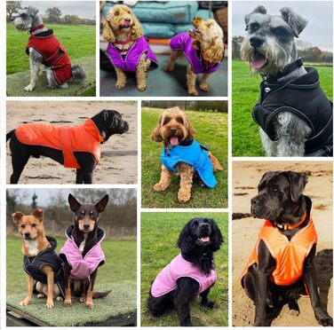 Теплий водонепроникний зимовий одяг для собак Hugglepets Arctic Armour, фіолетовий, XL, 60 см, з відбиваючим флісом для великих собак, регульована застібка-липучка та блискавка