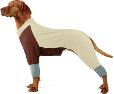 Піжама для собак великих порід, повна збірка, з довгими штанинами, з блискавкою, для відпочинку та після операції, бежевий колір, 4XL