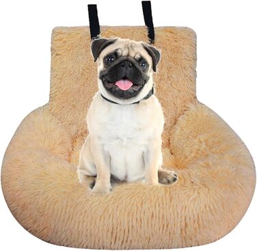 Автокрісло для собак, лежанка для собак у машину, м'яке автокрісло для тварин з ременем безпеки, переноска для собак, авто лежанка для маленьких, середніх та великих собак (персиковий, великий)