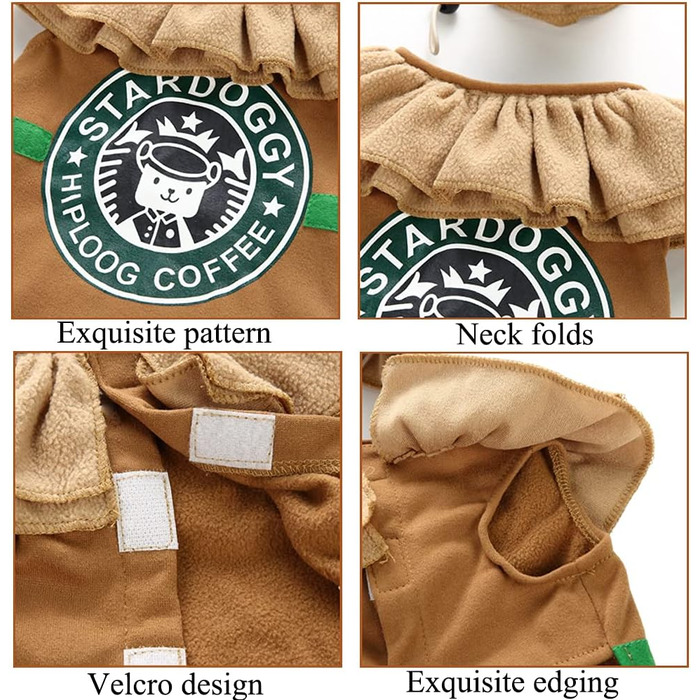 Костюм для собак 'Латте' – карнавальний костюм 'Еспресо' для собак, теплий халат-піжама для маленьких та середніх собак, косплей, Хелловін