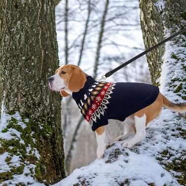 Пуловер для собак EXPAWLORER Fair Isle з візерунком Fair Isle - стильний одяг для собак, в'язана жилетка, пуловер для цуценят, теплий пуловер з коміром-стійкою для малих, середніх та великих собак, блакитний, розмір M (Medium)