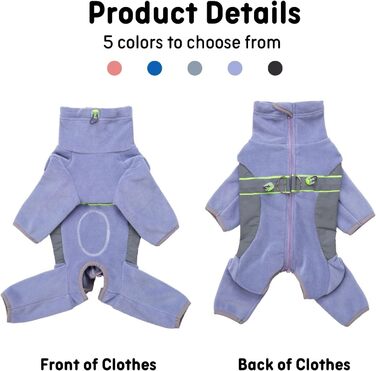 Флісовий теплий зимовий костюм для собак BT Bär з кільцем D, світловідбиваючими елементами, для малих та середніх собак (S, фіолетовий)