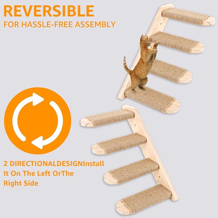 Кліматична стіна для котів DAJAVE з 8 сходинок, з джютового мотузка, для ігор та лазіння (до 20 кг)