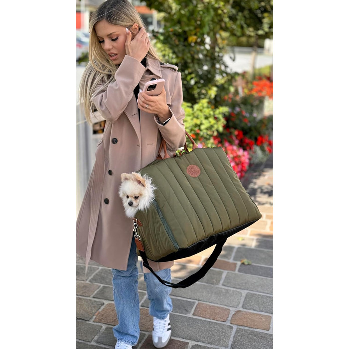 Чорничний собачий рюкзак Flying Dog Sunny 3-в-1: переноска, автокрісло та лежак для собак до 10 кг, оливковий колір