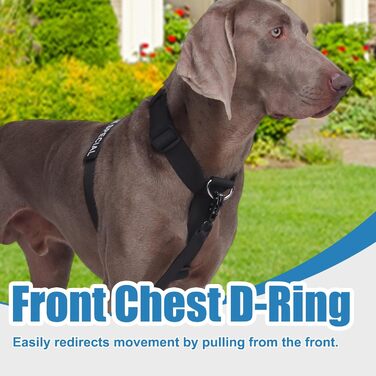 Шлейка для собак FEimaX для великих собак, тактична, не тягне, чорна, XL. Зручна, дихаюча, міцна, з м'якою підкладкою