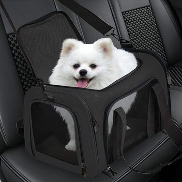 Транспортна переноска для собак та котів, чорна. Складана переноска для тварин, переноска для подорожей.