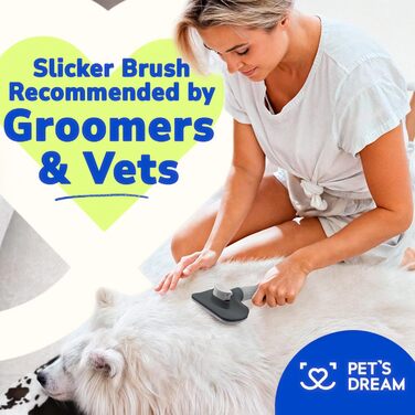 PET'S DREAM Самоочисна щітка для догляду за шерстю собак і котів, масажна з кнопкою очищення, для великих, короткошерстих і довгошерстих тварин