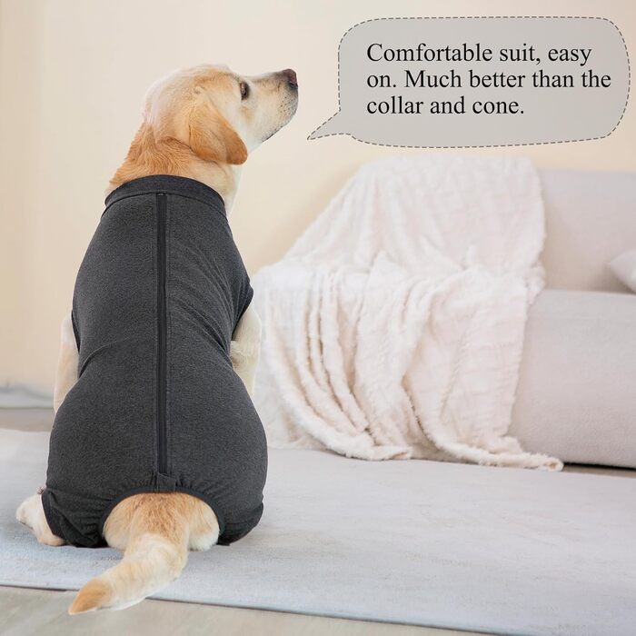 Операційний боді для собак: захист від лизання та ран, сірий. Ідеально після кастрації/операції, для собак різних порід.