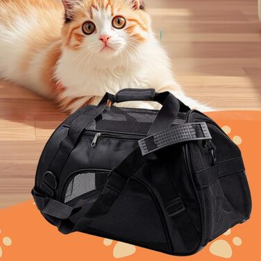 Переноска для собак Hogvinnatil, чорна, L, 15x15x8 см - дихаюча, складна, з регульованим ремінцем