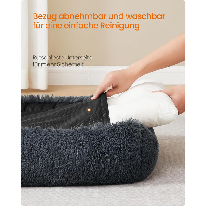 Крісло-ліжко для собак Feandrea, велике, 120 x 85 x 23 см, кошик для собак, м'яке ущільнення, диван для собак, підняті бортики, знімний та пральний чохол, антиковзаюче, Ombré сірий PGW274GA01