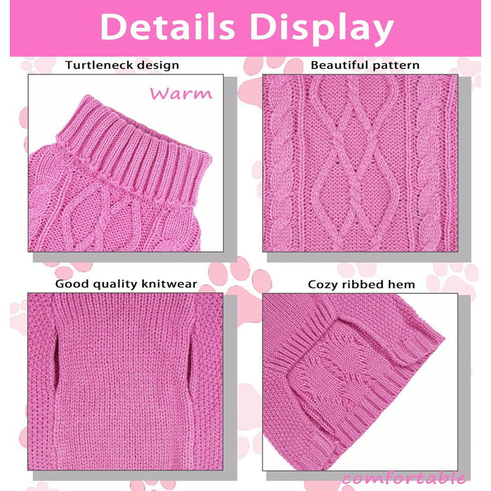 Теплий зимовий одяг для собак - пуловер для цуценят, дівчаток та хлопчиків, в'язаний одяг для домашніх тварин, безрукавний пуловер для котів, одяг для собак (Великий, Рожевий)