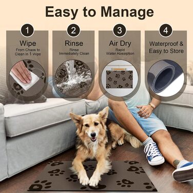 Килимок для годівлі собак Bleswin 30x50 см, водопоглинаючий, неслизький, коричневий