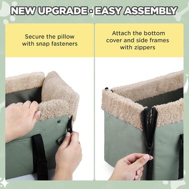 Автокрісло для собак з PU-шкіри, Рожеве (Зелена PU-шкіра)