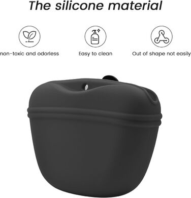 Силіконовий контейнер для ласощів AUDWUD з кліпсою - зручний тренувальний контейнер з магнітною застібкою та кліпсою для поясу - BPA-free, 2 шт. (Темно-сірий + Морська синя)