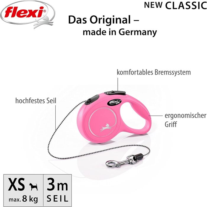 Рулетка для собак Flexi 25210769, розмір M, до 25 кг, 4.8 м, рожева