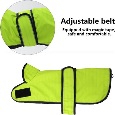 Дощовик для собак Geyecete, регульований, водовідштовхувальний, для такс, з світловідбиваючими ремінцями, з реміннем на липучці, розмір M (довжина спини 42-45 см), зелений