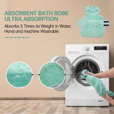 Рушник для собак OUOBOB: теплий халат з мікрофібри з капюшоном, зелений, розмір M