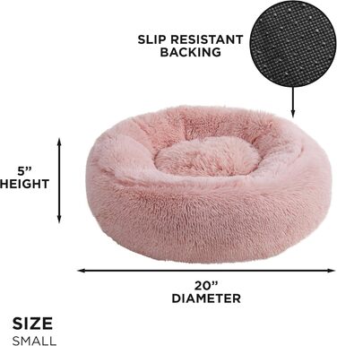 Кругле лежанка для собак та котів Juicy Couture Devon, штучне хутро, велика, пудрово-рожева, 50x50x15 см