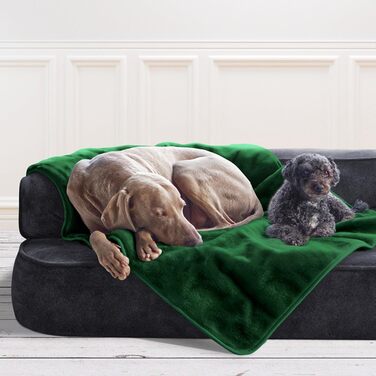 Tierlando® Деко для собак Lilly: М'яка, затишна плюшева ковдра для домашніх тварин, цуценят та котів | Темно-зелений, XXL (150x100 см)