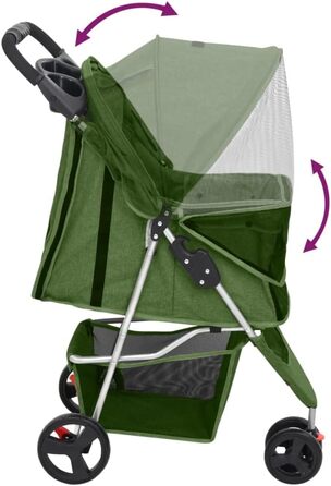 Складаний візок для собак vidaXL 80x46x98 см, оксфорд, зелений