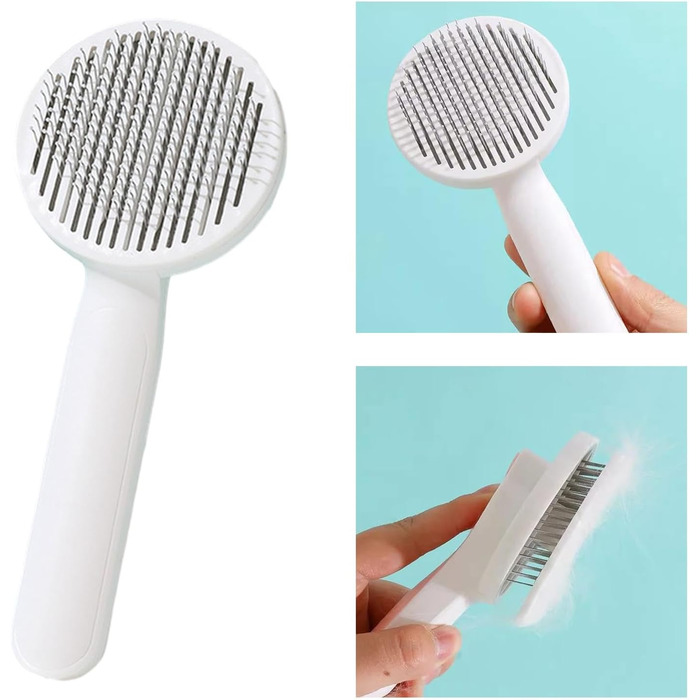 Щітка для котів Baoblaze 3X, гребінець для догляду за собаками, видалення відмерлої шерсті, щітка для собак, самоочисна висмикувана щітка для тварин