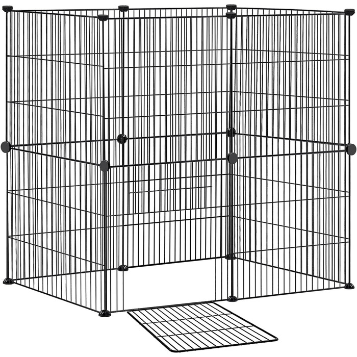 Клітка-вольєр для дрібних тварин FIVMEN 145x75x48 см, 12 панелей з дверцятами, білий/чорний