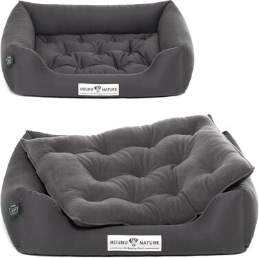 Ортопедичне екологічне ліжко для собак HOUND & NATURE Zürich S, сіре, 75x60 см, для малих порід, м'яке, двостороннє, флісове, знімний чохол, що переться