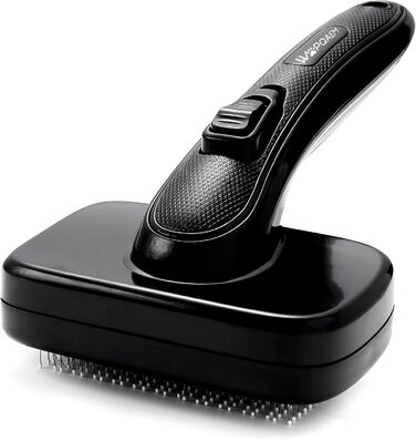 Щітка для собак та котів, самоочисна, для вичісування підшерстка та відмерлого волосся, для довгошерстих та короткошерстих порід, чорна