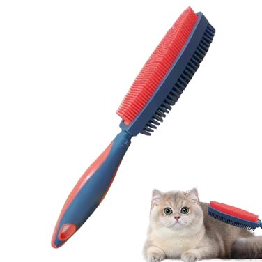 Щітка для собак для видалення шерсті, двосторонній гребінець для грумінгу, щітка для вичісування шерсті, для домашніх тварин, кроликів, кошенят, цуценят, для боротьби з випадінням шерсті, для чищення, купання, душ, червона та сіра
