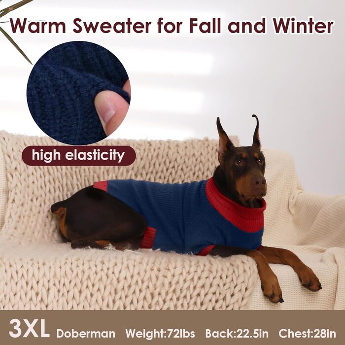 Теплий зимовий пуловер для собак IKIPUKO з отвором для повідка, рожевий (XXXL)