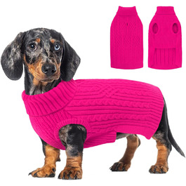 Пуловер для собак AOFITEE, теплий пуловер з коміром-стійкою для дрібних порід (Такса, Мопс, Мальтізе) S, Рожевий