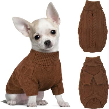 Теплий пуловер для собак маленьких порід Hjumarayan, XS (30см), колір кава